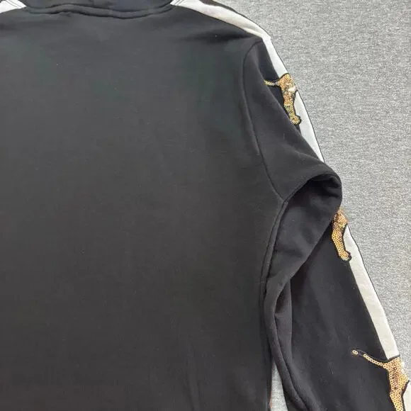 Victoria’s Secret PINK Gold Sequin Bling Pup Dog Pullover Hooded Sweatshirt - SM - Picture 9 of 11